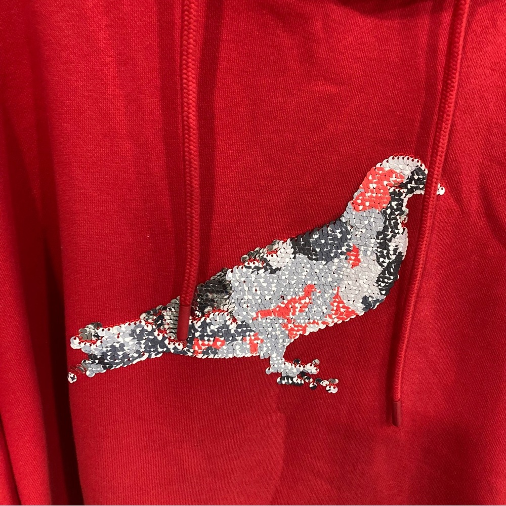 Staple Red Hoodie with Sequin Bird Design - Picture 11 of 14